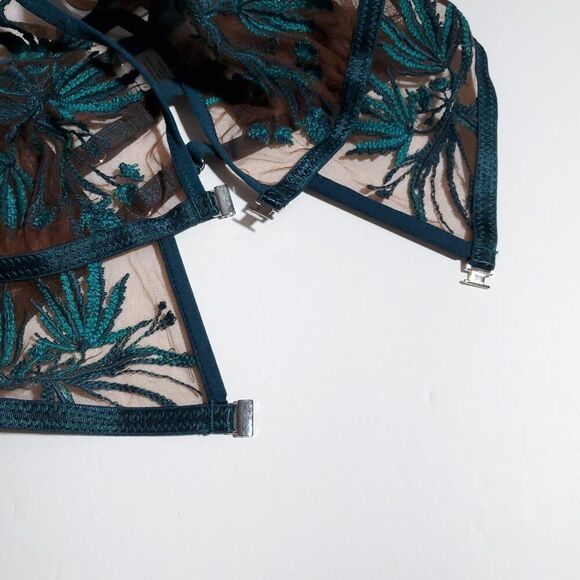 Thistle and Spire Brooklyn Haze Bralette Emerald Green Espresso Size XS - Picture 6 of 7